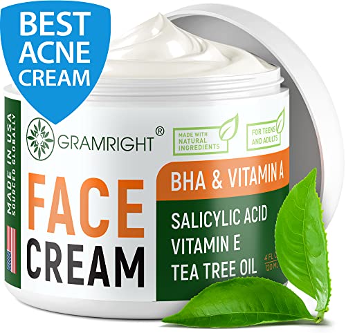 Acne Treatment Face Cream 4 fl.oz - Acne Spot Treatment for Face & Acne Dots - Tea Tree Oil for Acne - Natural Cystic Acne Treatment - For All Skin Types - Premium Acne Scar Cream & Pimple Remover