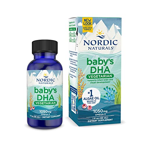 Nordic Naturals Baby’s DHA Vegetarian, Unflavored - 1 oz - 1050 mg Plant-Based Omega-3 - Supports Brain & Vision Development in Babies - Non-GMO, Vegan - Servings May Vary