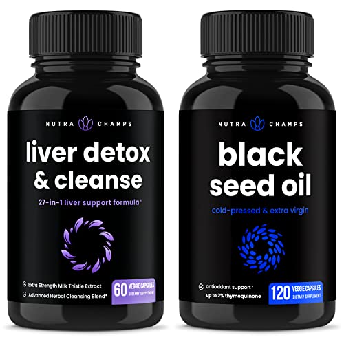 NutraChamps Liver Cleanse Detox and Black Seed Oil Capsules Bundle