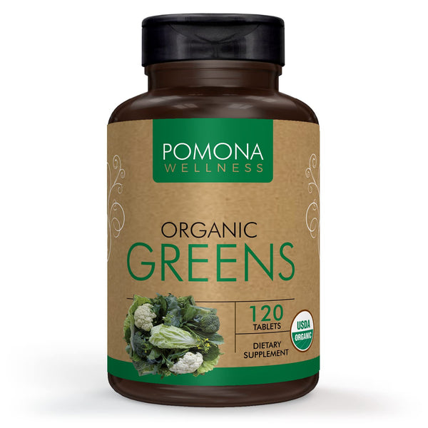 Pomona Wellness Super Greens Supplement, Full Of Superfood Vitamins & Minerals, Fruits & Vegetable, Greens Powder for Bloating and Digestion, Gut Health, USDA Organic, Non-GMO, 120 Tablets