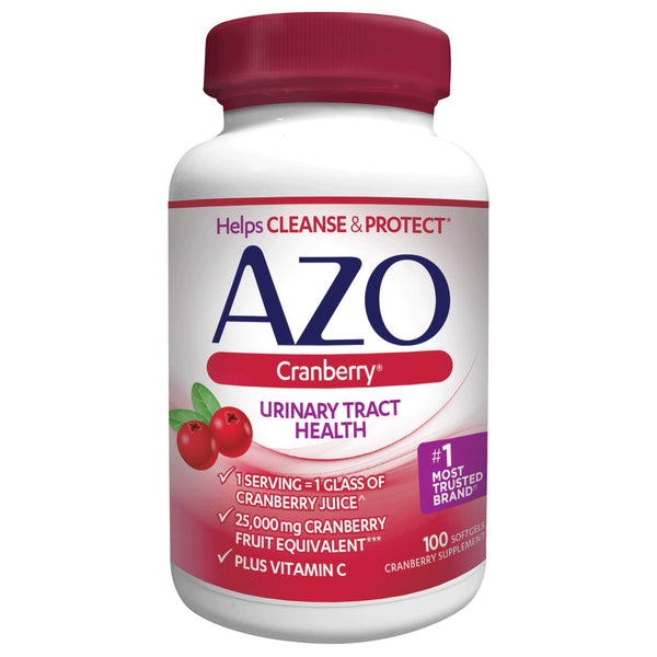 AZO Cranberry Urinary Tract Health Supplement, 1 Serving = 1 Glass of Cranberry Juice, Sugar Free Cranberry Pills, Non-GMO 100 Softgels