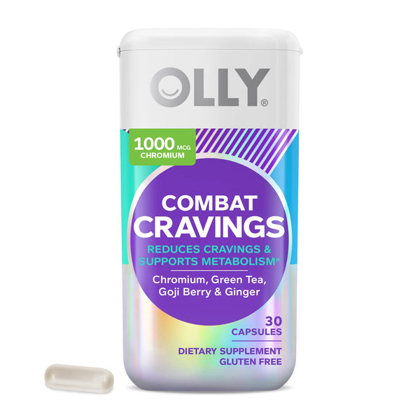 OLLY Combat Cravings, Metabolism & Energy Support Supplement, Chromium, Green Tea, Goji Berry, Ginger - 30 Count