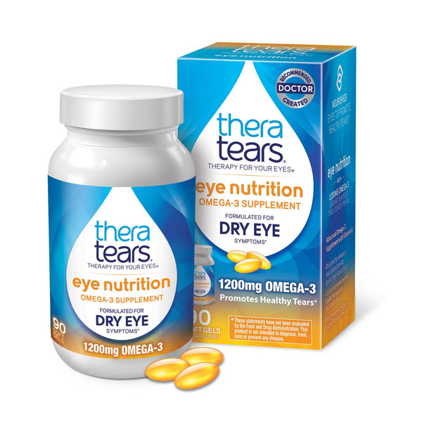 TheraTears 1200mg Omega 3 Supplement for Eye Nutrition, Organic Flaxseed Triglyceride Fish Oil and Vitamin E, 90 Count