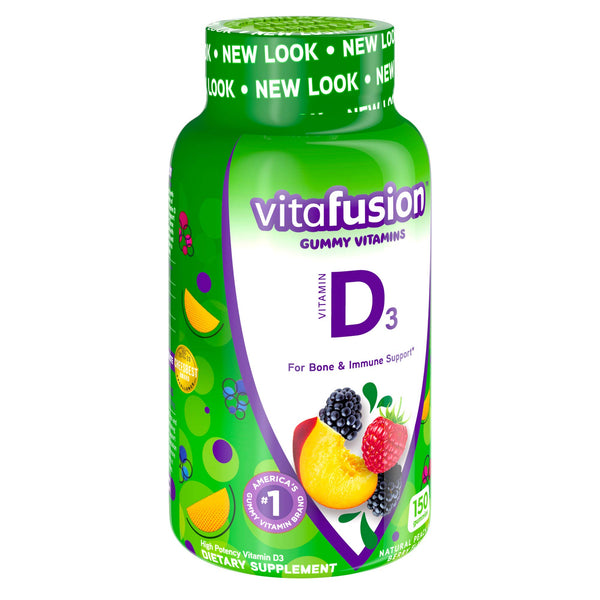 Vitafusion Vitamin D3 Gummy Vitamins, 50mcg per serving, Immune System Support, Delicious Peach and Berry Flavors, 150 ct (75 day supply), from America’s Number One Gummy Vitamin Brand