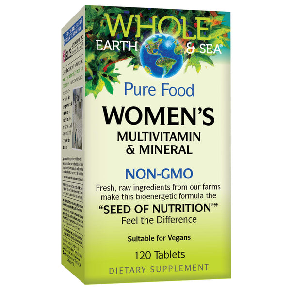 Natural Factors Whole Earth & Sea from, Women's Multivitamin & Mineral, Whole Food Supplement, Vegan and Gluten Free, 120 Tablets (60 Servings)